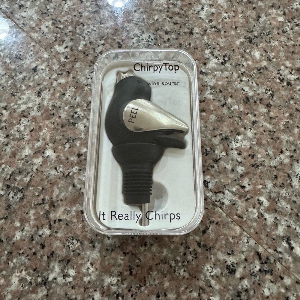 Wine Pourer Black and Chrome Chirpy Top